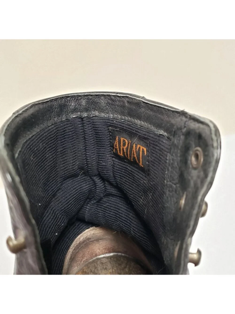 Ariat Two-Tone Leather Lace-Up Riding Boots Horse Hair Tassels Black Tan Size 7. - Picture 11 of 14